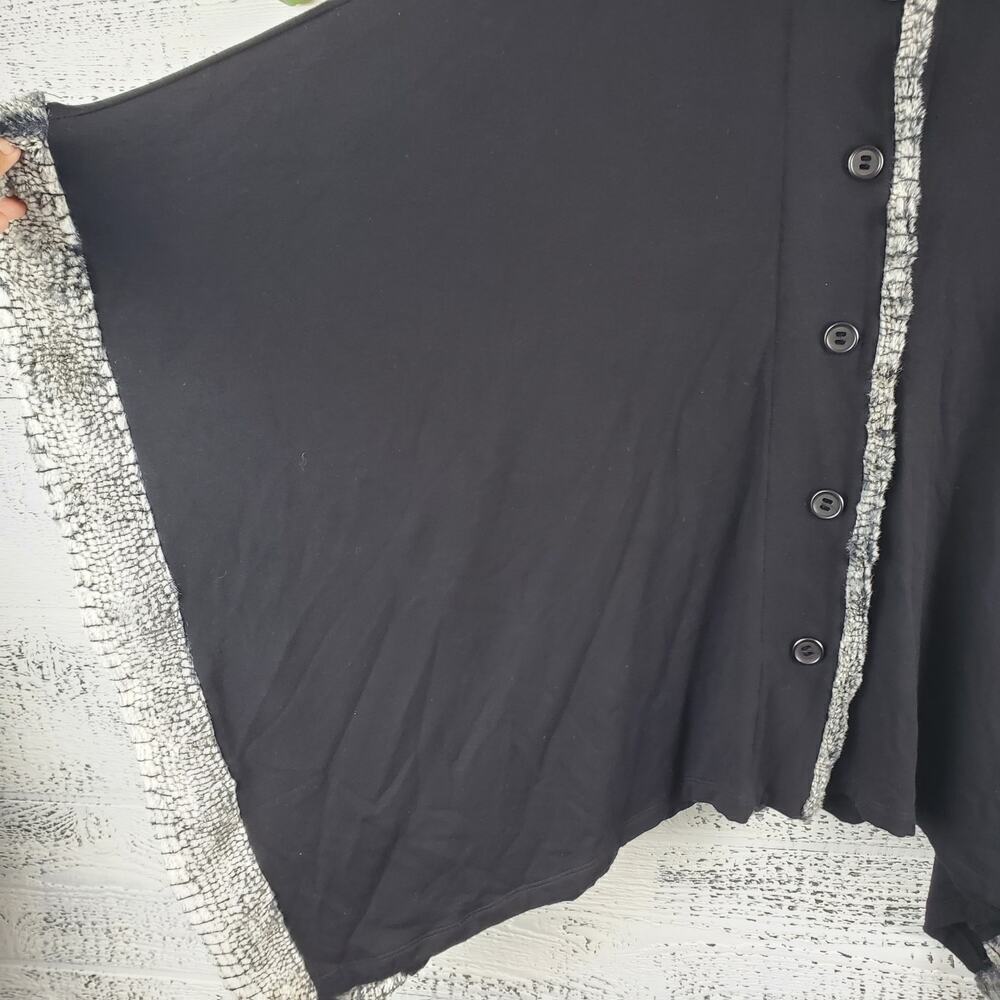 Capote Women Hooded Cape Faux Fur Trim Black Size M/L Casual Poncho - Picture 5 of 11